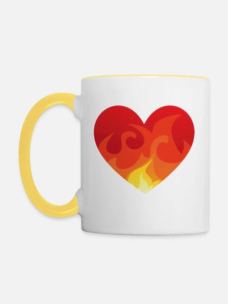 Heart with fire de - Tasse zweifarbig - Weiß/Gelb