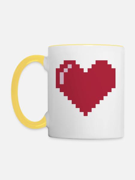Pixel Love - Tasse zweifarbig - Weiß/Gelb