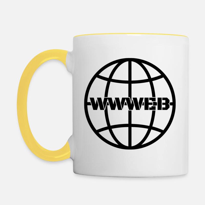 WWWeb (black) - Contrasting Mug - white/yellow