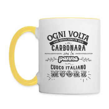 Carbonara with cream - Contrasting Mug - white/yellow - Left