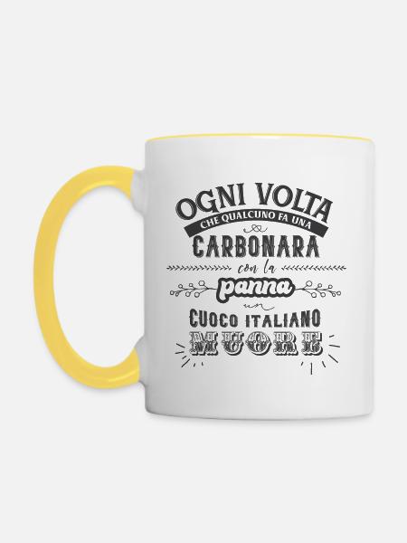 Carbonara with cream - Contrasting Mug - white/yellow