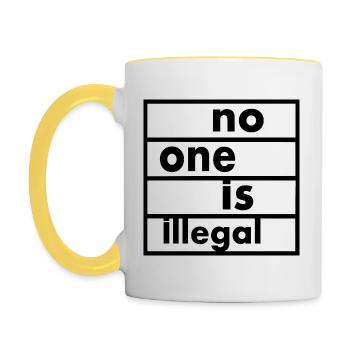 No one is illegal - Mug contrasté - blanc/jaune - Gauche