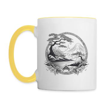 Framed Japanese Landscape - Contrasting Mug - white/yellow - Left