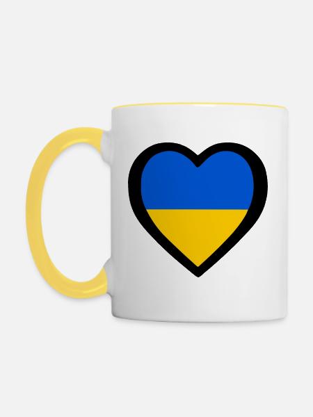 Ukraine - Tasse zweifarbig - Weiß/Gelb