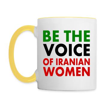Be the voice of iranian women - Contrasting Mug - white/yellow - Left