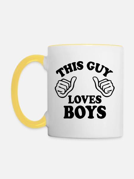 This guy loves boys - Tasse zweifarbig - Weiß/Gelb