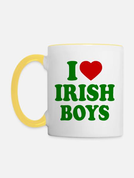 I love irish boys - Tasse zweifarbig - Weiß/Gelb
