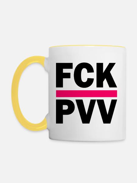Fck pvv - Tasse zweifarbig - Weiß/Gelb