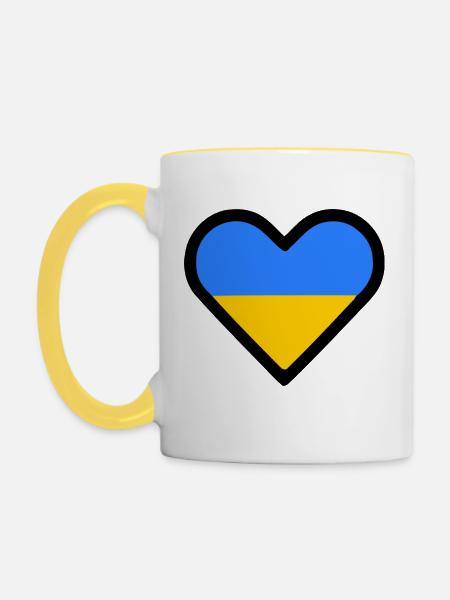 Ukraine - Tasse zweifarbig - Weiß/Gelb