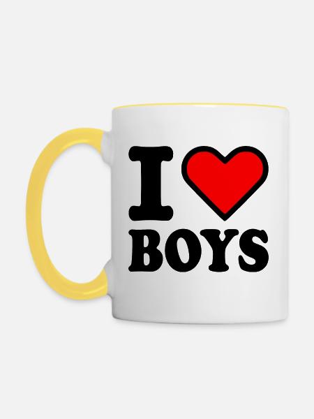 I love boys - Tasse zweifarbig - Weiß/Gelb