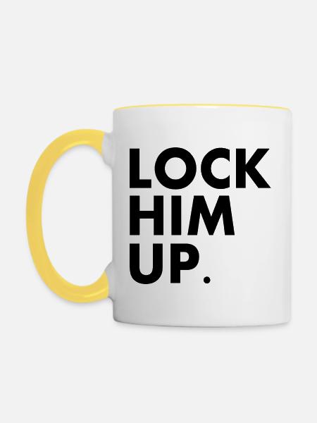 Lock him up - Tasse zweifarbig - Weiß/Gelb