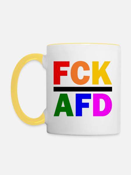 Fck afd - Tasse zweifarbig - Weiß/Gelb