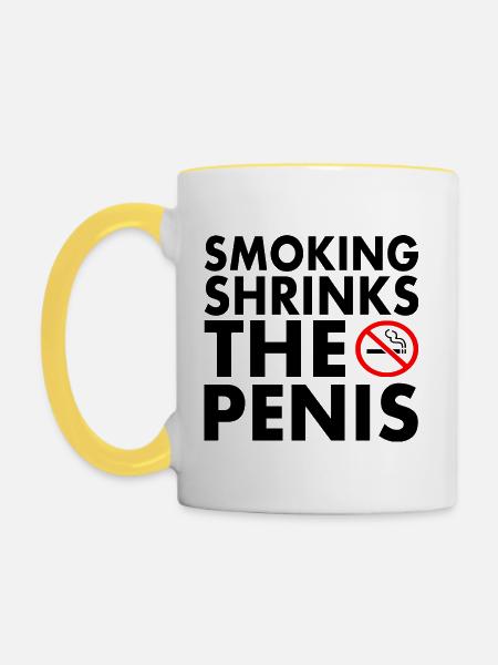Smoking shrinks the penis - Tasse zweifarbig - Weiß/Gelb