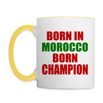 born in morocco born champion - maroc - Mug contrasté - blanc/jaune - Gauche