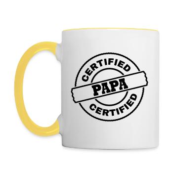 Papa - Tasse zweifarbig - Weiß/Gelb - Links