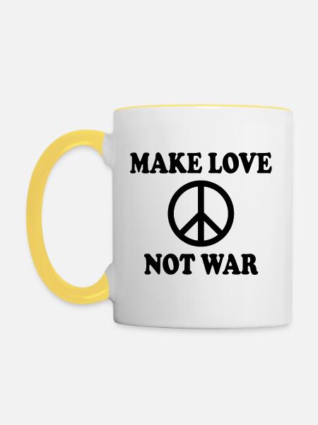 Make love not war - Tasse zweifarbig - Weiß/Gelb