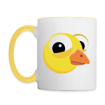 Süßes Küken lustig Osterküken - Tasse zweifarbig - Weiß/Gelb - Links