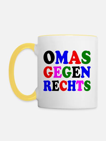 Omas gegen rechts - Tasse zweifarbig - Weiß/Gelb