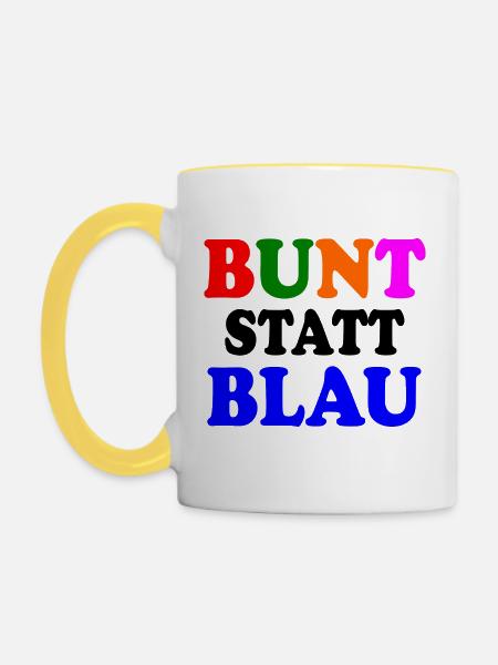 Bunt statt blau - Tasse zweifarbig - Weiß/Gelb