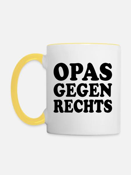 Opas gegen rechts - Tasse zweifarbig - Weiß/Gelb