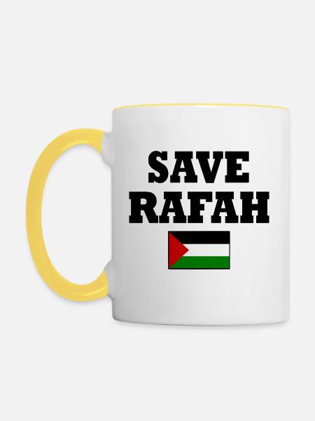 Save rafah - Tasse zweifarbig - Weiß/Gelb