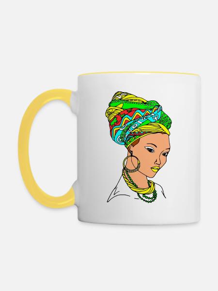 Mama africa - Tasse zweifarbig - Weiß/Gelb