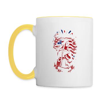 Une belle religieuse en prière avec un design de drapeaux américains - Mug contrasté - blanc/jaune - Gauche