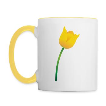 Gelbe Tulpe - Tasse zweifarbig - Weiß/Gelb - Links