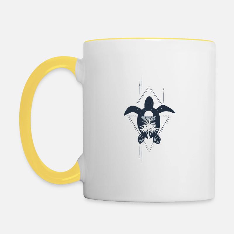 Surfer Turtle Motif - Contrasting Mug - white/yellow
