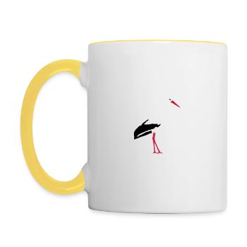 white stork - Contrasting Mug - white/yellow - Left