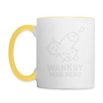 Art de rue Wanksy | Art humoristique - Mug contrasté - blanc/jaune - Gauche