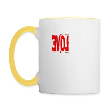 Revolution Liebe - Tasse zweifarbig - Weiß/Gelb - Links