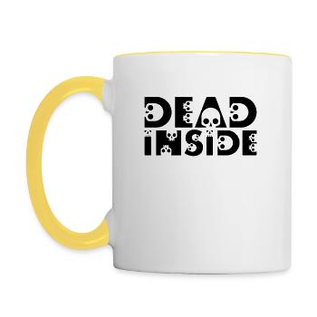 Skulls. Dead inside - Contrasting Mug - white/yellow - Left