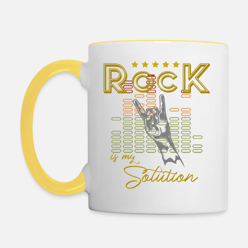 Rock is my Solution! - Tasse zweifarbig - Weiß/Gelb