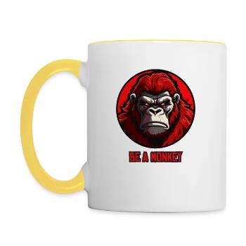 Sei ein Affe - Tasse zweifarbig - Weiß/Gelb - Links