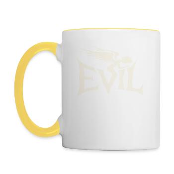 Evil lettering with dark angel - Contrasting Mug - white/yellow - Left