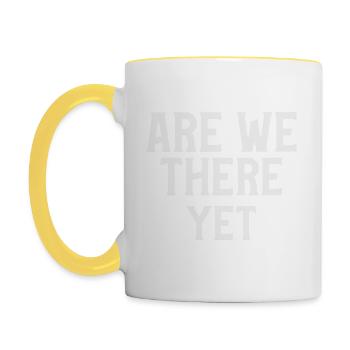 Sommes-nous là encore drôle citation - Mug contrasté - blanc/jaune - Gauche