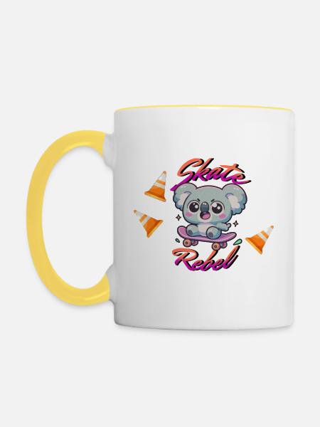 Skate Rebell - Tasse zweifarbig - Weiß/Gelb