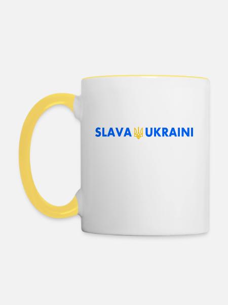 Slava ukraini - Tasse zweifarbig - Weiß/Gelb