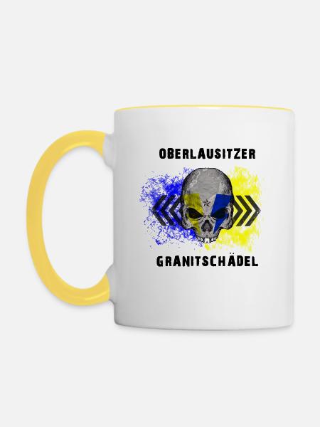 Oberlausitzer Granitschädel - Tasse zweifarbig - Weiß/Gelb