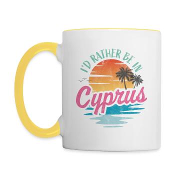 I'd rather be in Cyprus - Contrasting Mug - white/yellow - Left