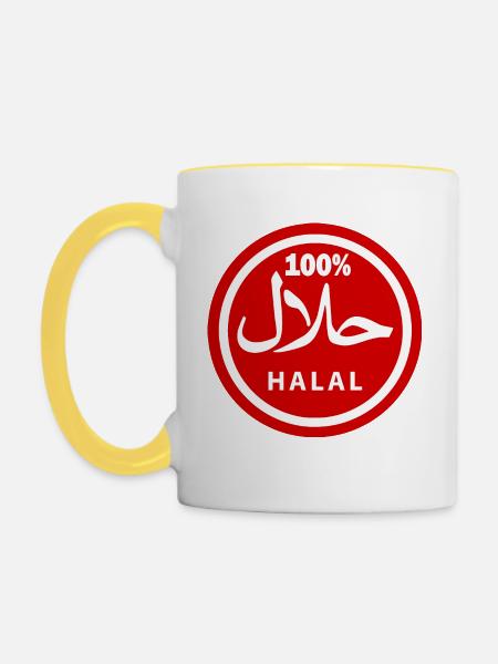 Halal - Tasse zweifarbig - Weiß/Gelb