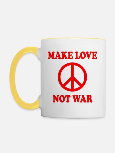Make love not war - Tasse zweifarbig - Weiß/Gelb