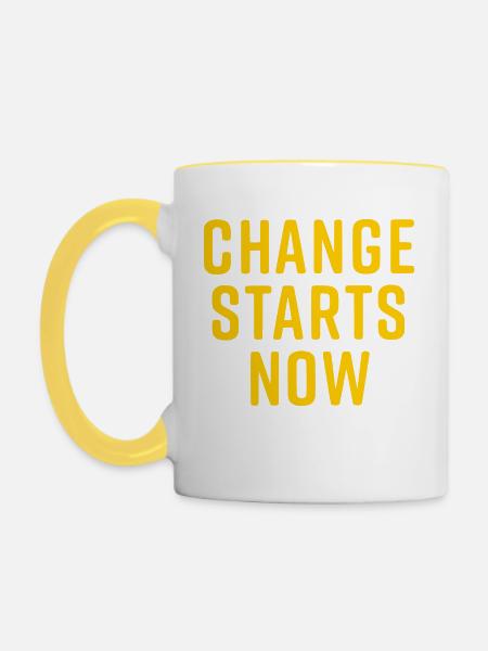 change starts now - Tasse zweifarbig - Weiß/Gelb