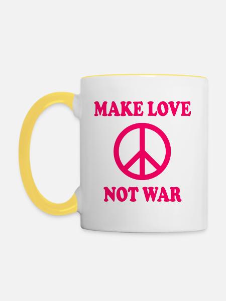 Make love not war - Tasse zweifarbig - Weiß/Gelb