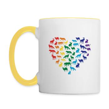 Animal Love - Rainbow Heart - Mug contrasté - blanc/jaune - Gauche