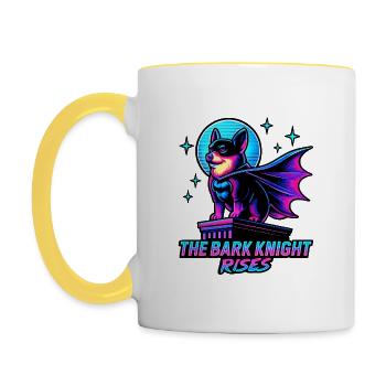 The Bark Knight Rises – Superhero Corgi - Contrasting Mug - white/yellow - Left