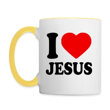 I love jesus - Contrasting Mug - white/yellow - Left