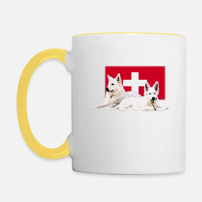 Schweizer Schäferhund - Tasse zweifarbig - Weiß/Gelb