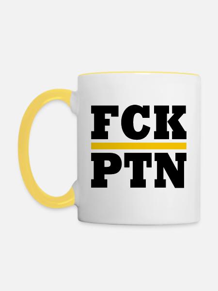Fck ptn - Tasse zweifarbig - Weiß/Gelb